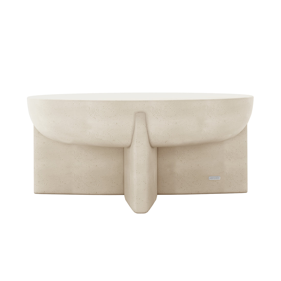 Kora Indoor Outdoor Concrete Pedestal Coffee Table, front view, Antique White, modern design