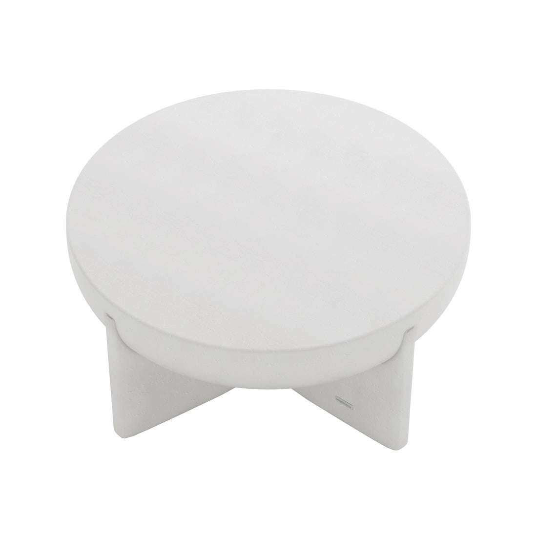 Top-down angled view of Kora White Indoor Outdoor Concrete Pedestal Coffee Table, revealing its perfect round shape