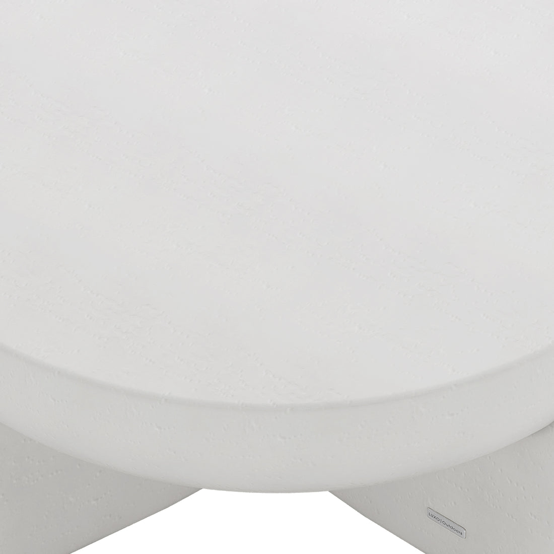 Close-up of Kora White  Indoor Outdoor Concrete Pedestal Coffee Table surface texture, highlighting material detail