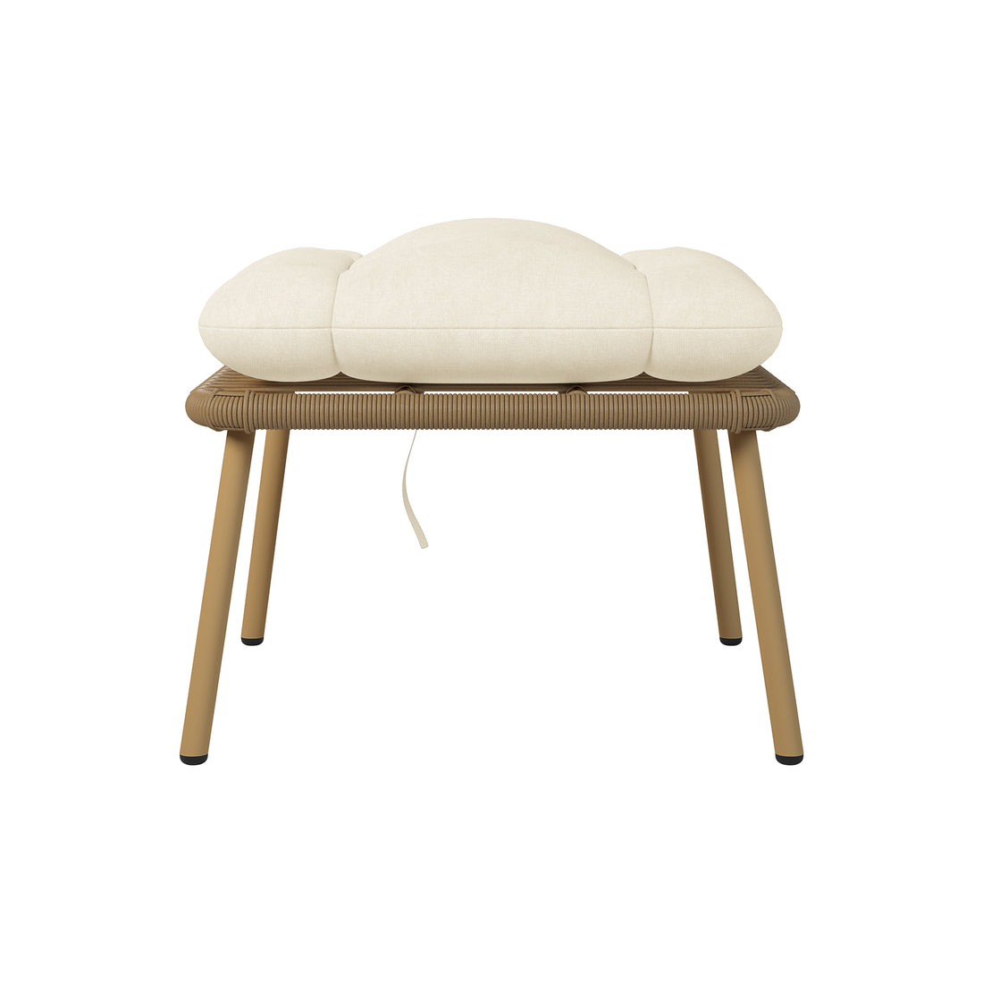 Korrie PE Rattan Outdoor Egg Chair Set with Stool features a plush white cushion on a sleek, weather-resistant rattan chair, ideal for both indoor and outdoor relaxation.