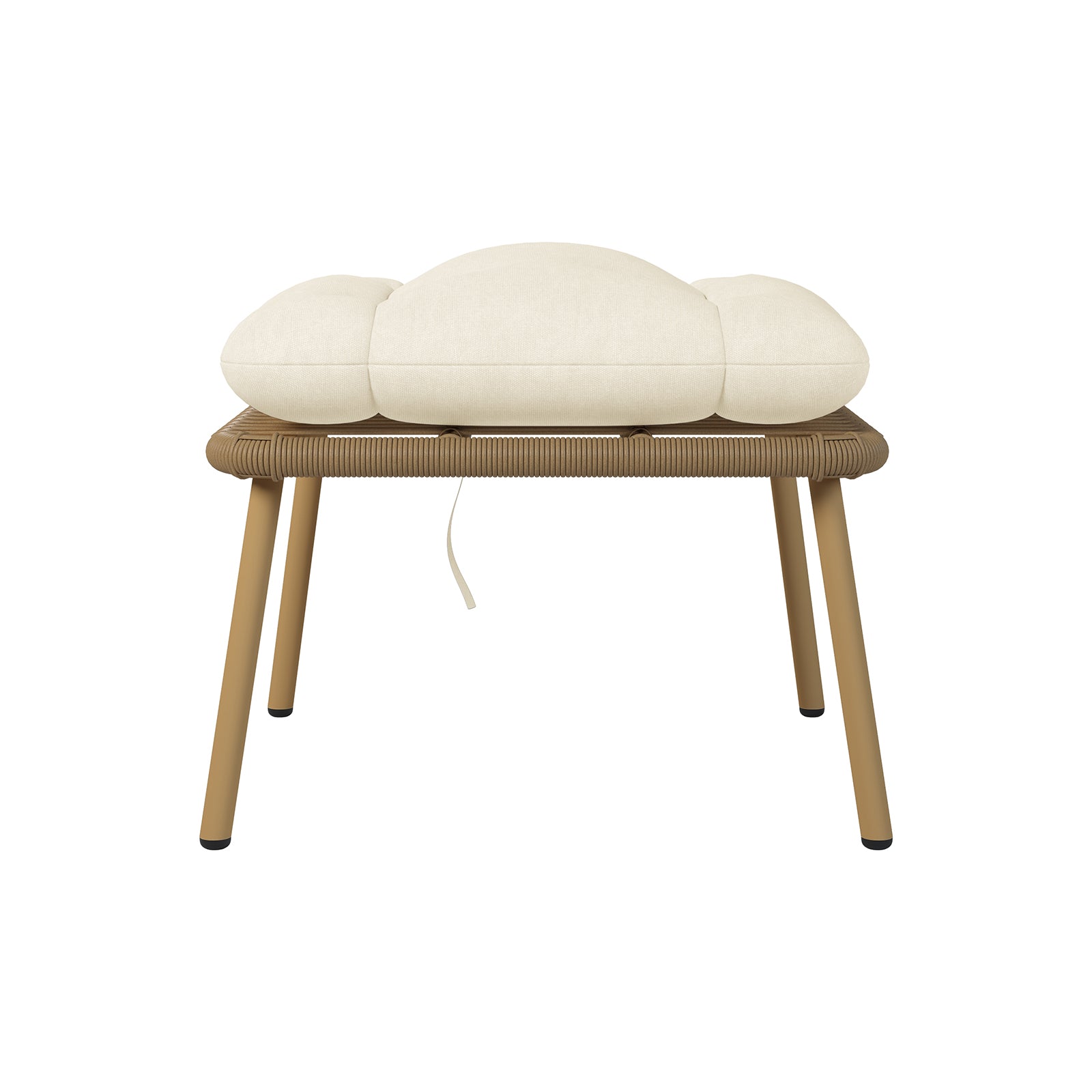 Korrie PE Rattan Outdoor Egg Chair Set with Stool features a plush white cushion on a sleek, weather-resistant rattan chair, ideal for both indoor and outdoor relaxation.