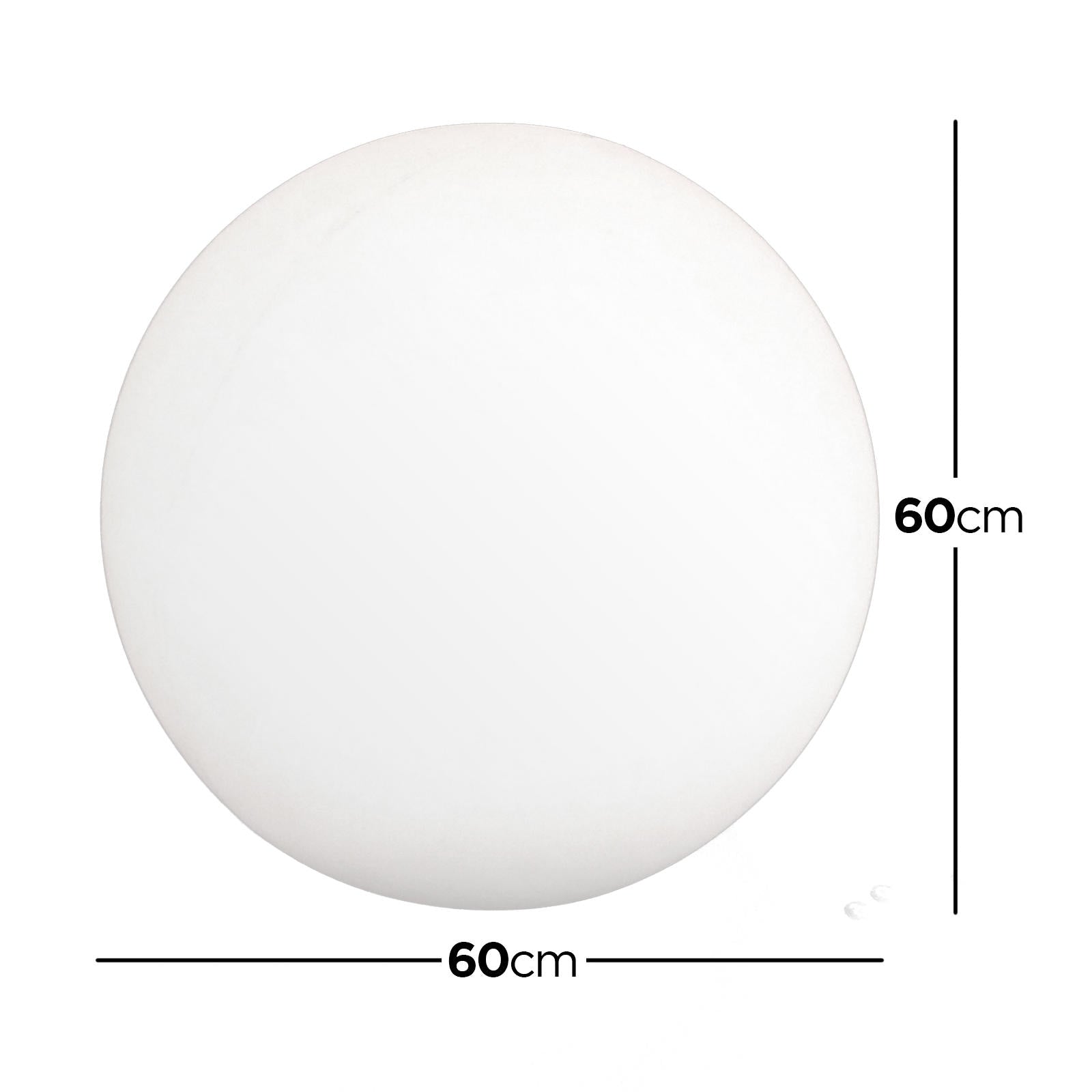 Sphero Floating LED Ball Bundles – Outdoor 60 cm, shown as a plain white circular disc with hanging hardware, ideal for elegant outdoor lighting in pools and gardens.