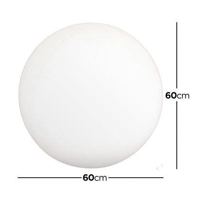 Sphero Floating LED Ball Bundles – Outdoor 60 cm, shown as a plain white circular disc with hanging hardware, ideal for elegant outdoor lighting in pools and gardens.