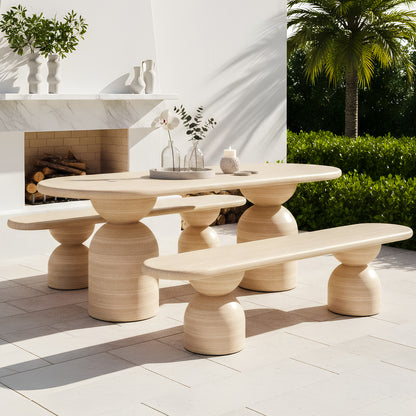 Lumen 220cm Outdoor Concrete Dining Table Set in Beige
