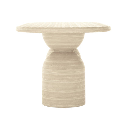Lumen 220cm Oval Indoor/Outdoor Concrete Dining Table Beige features an elegant oval shape with a sturdy cone-shaped base, ideal for modern dining settings, both indoors and semi-outdoors.