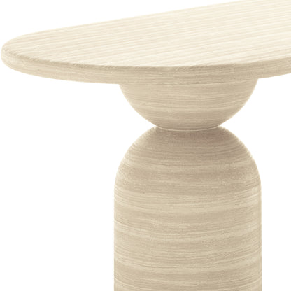 Lumen 220cm Oval Indoor/Outdoor Concrete Dining Table Beige features a sleek oval design with a cone-shaped base, showcasing a modern aesthetic suitable for indoor and outdoor settings.
