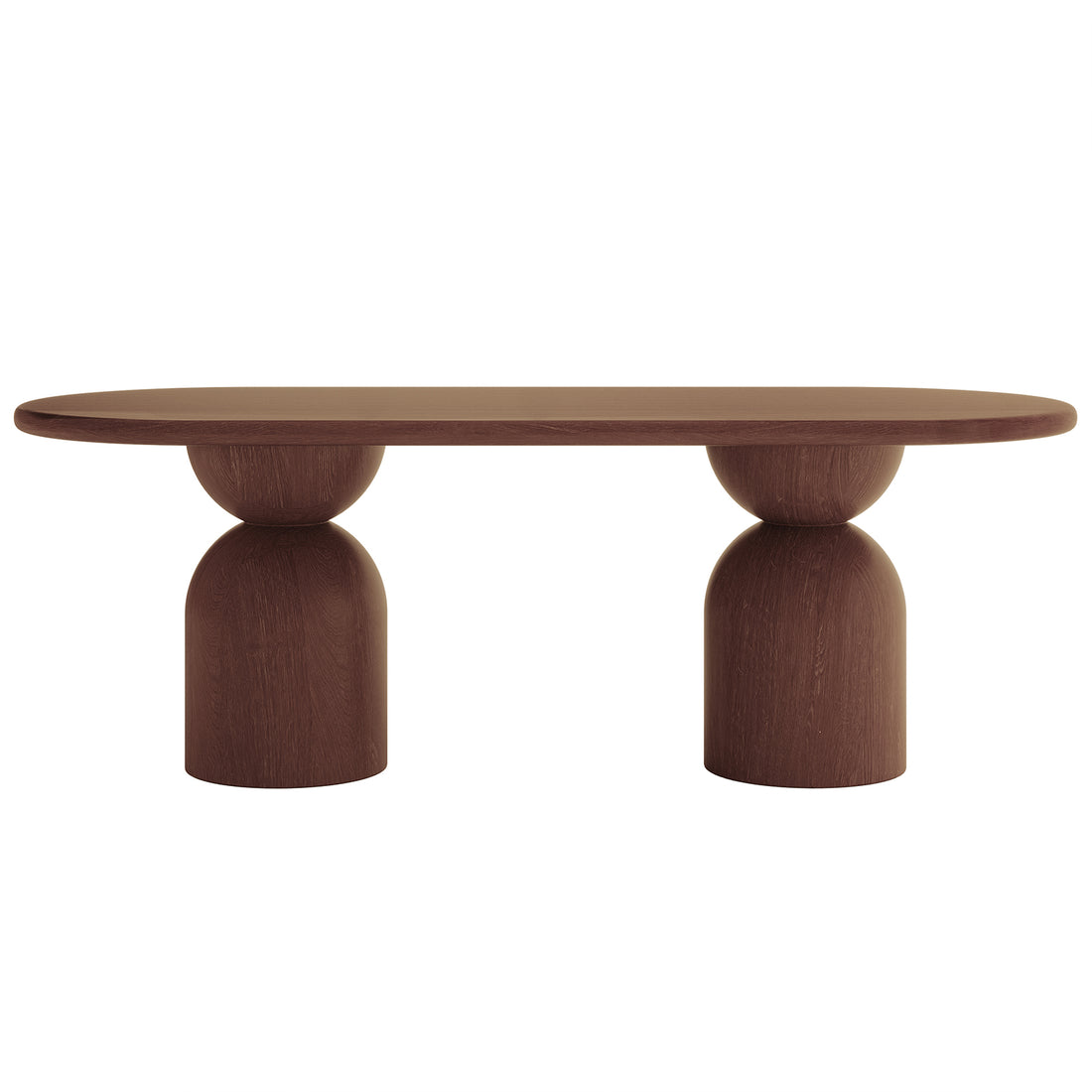 Lumen 220cm Oval Indoor/Outdoor Concrete Dining Table with a distinctive oval shape and cone-shaped base, showcasing a modern design crafted from durable materials suitable for semi-enclosed spaces.