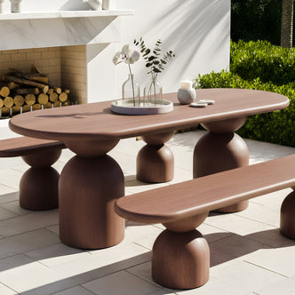 Lumen 220cm Oval Outdoor Concrete Dining Table in Chestnut