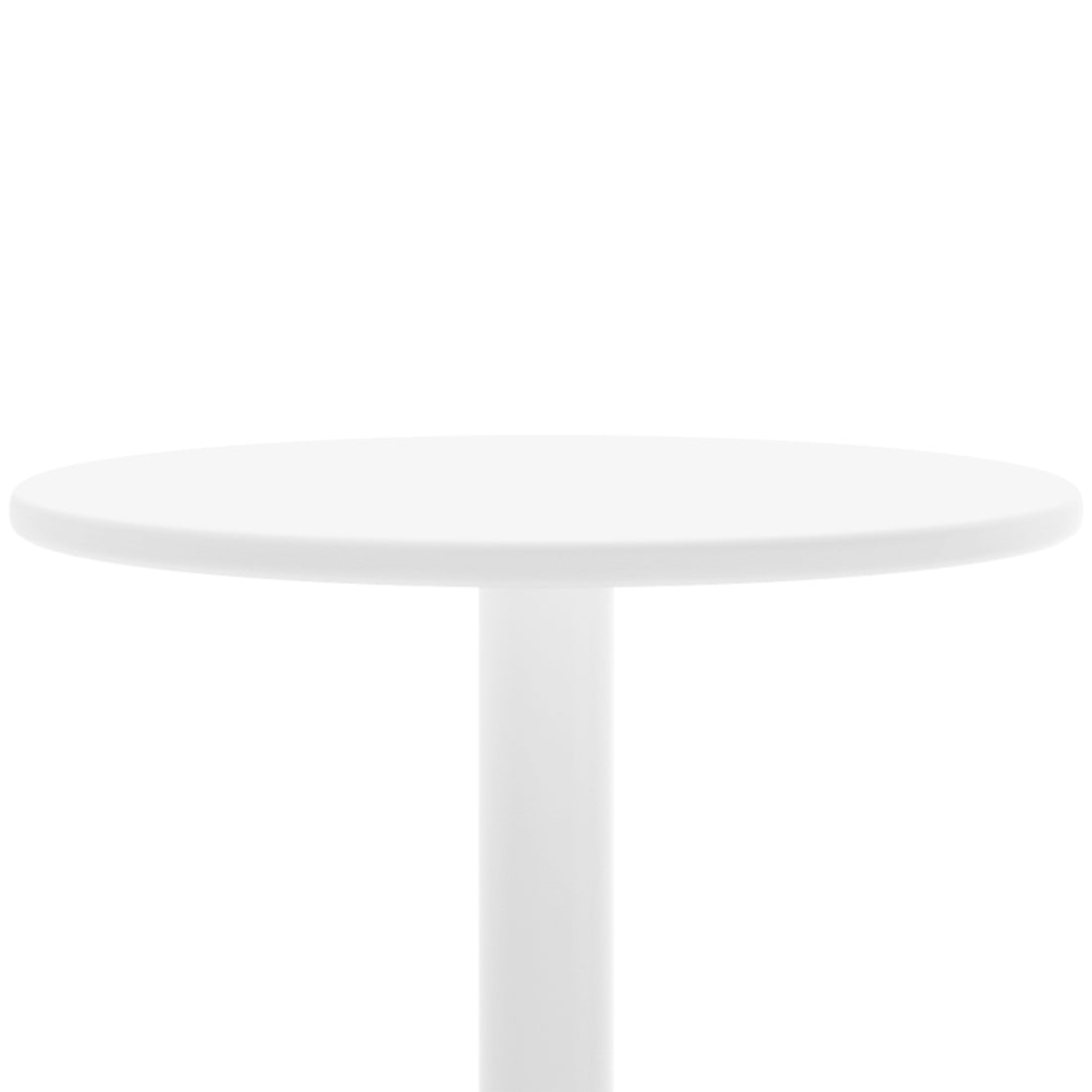 Luzon & Dinagat Wicker Outdoor Bar Table Set in Natural features a sleek, minimalist all-white pedestal table with a round top and cylindrical stem, ideal for modern indoor or outdoor settings.