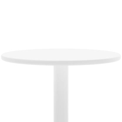 Luzon & Dinagat Wicker Outdoor Bar Table Set in Natural features a sleek, minimalist all-white pedestal table with a round top and cylindrical stem, ideal for modern indoor or outdoor settings.