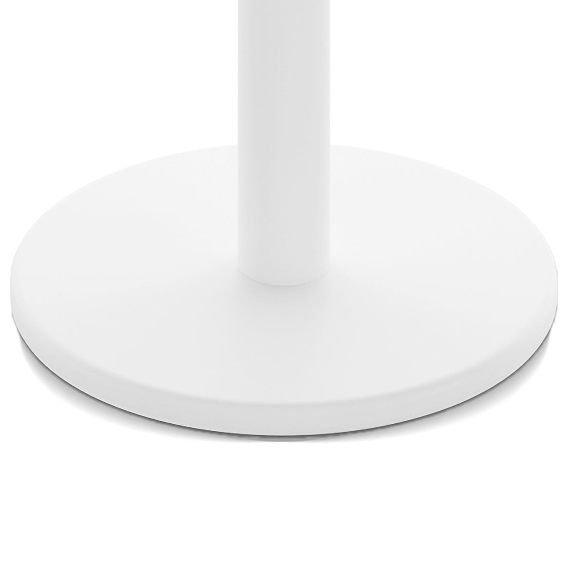 Luzon & Dinagat Wicker Outdoor Bar Table Set in Natural: Features a sleek, white cylindrical stand with a circular base, ideal for indoor or outdoor use, combining modern design and functionality.