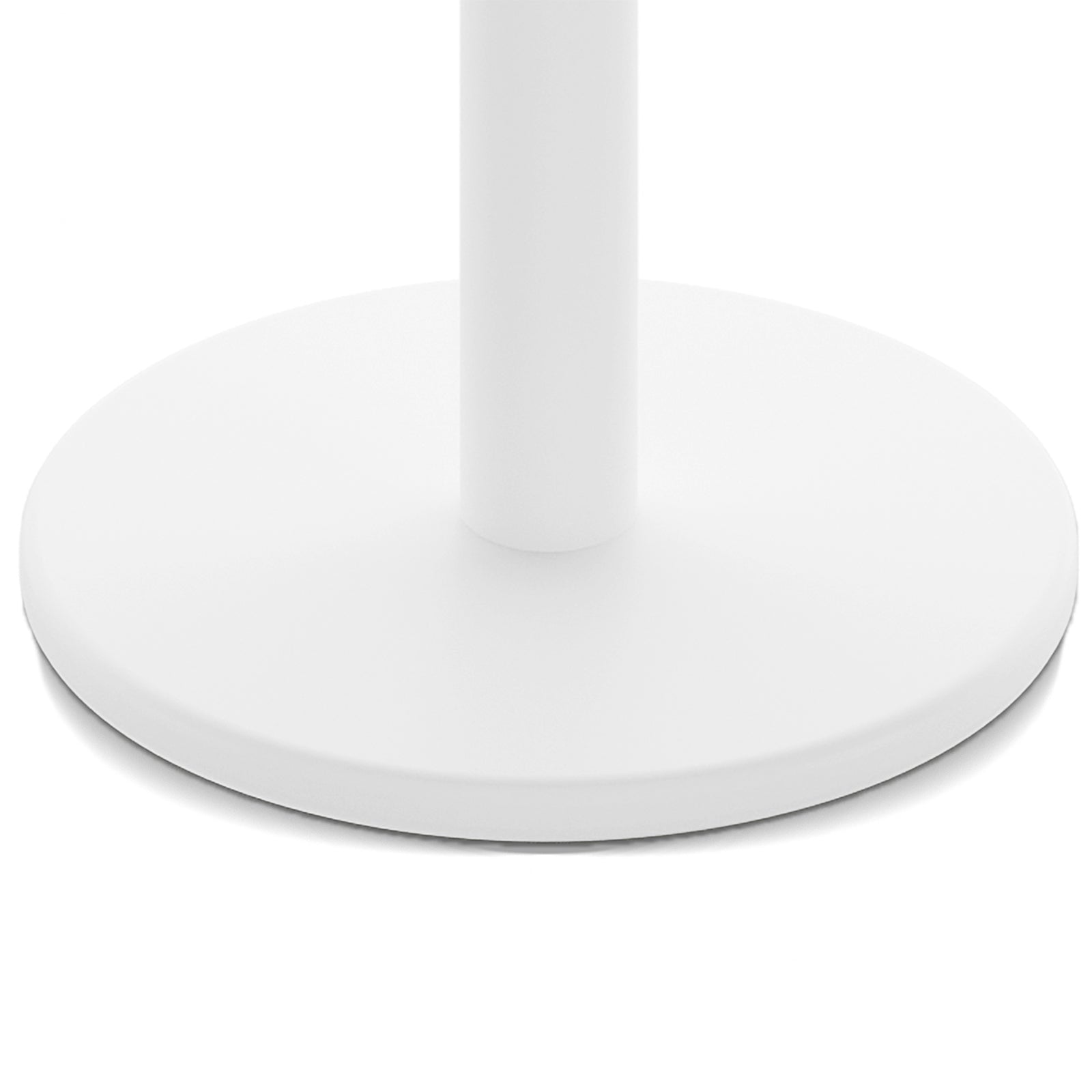 Luzon & Dinagat Wicker Outdoor Bar Table Set in Natural: Features a sleek, white cylindrical stand with a circular base, ideal for indoor or outdoor use, combining modern design and functionality.