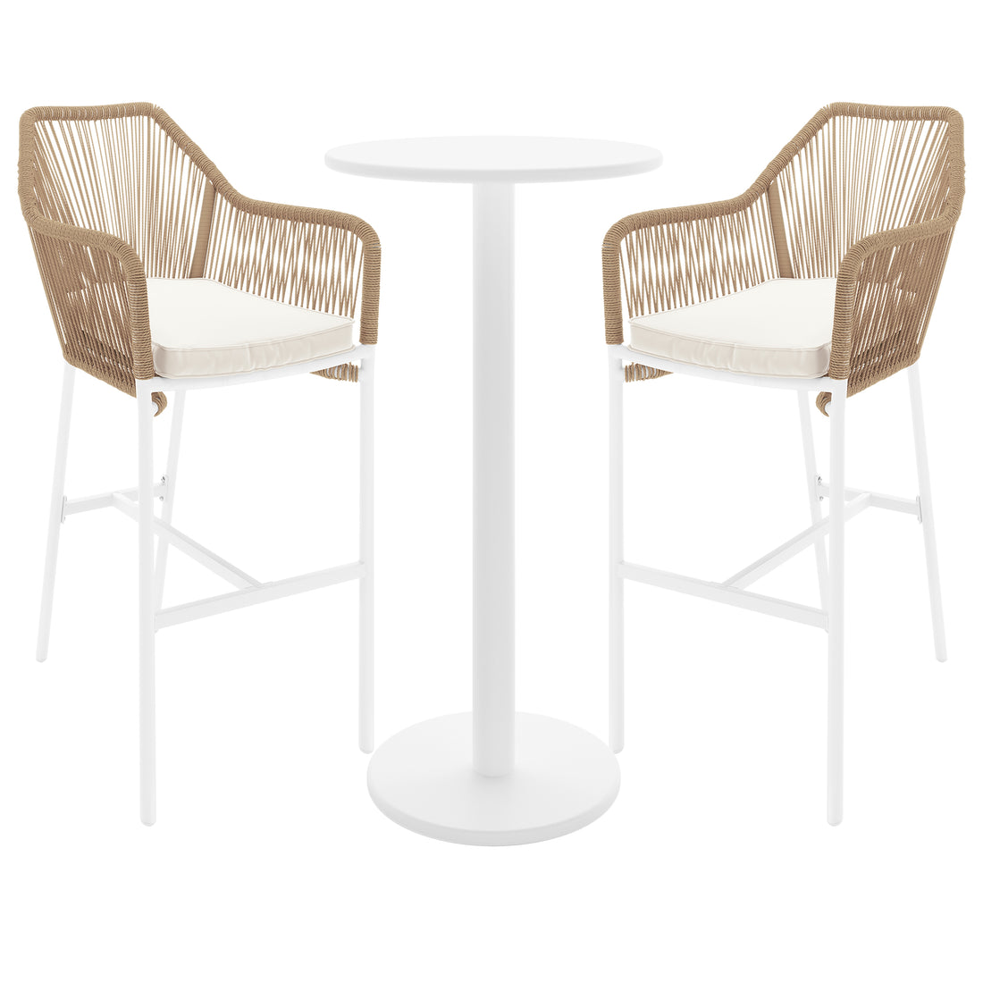 Luzon with Tablas Wicker Outdoor Package: A close-up of a chair featuring a cushion and armrest, highlighting the intricate wicker design and sturdy aluminum frame for outdoor use.