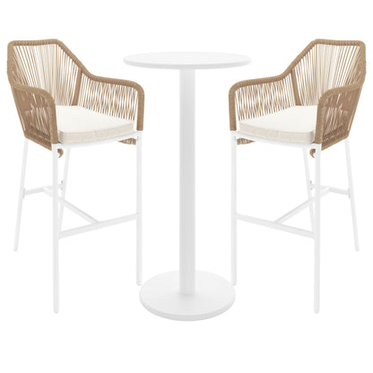 Luzon with Tablas Wicker Outdoor Package: A close-up of a chair featuring a cushion and armrest, highlighting the intricate wicker design and sturdy aluminum frame for outdoor use.