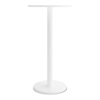 Luzon with Tablas Wicker Outdoor Package features a sleek round white table with a sturdy base, complemented by elegant bar stools, showcasing a modern design ideal for indoor or outdoor settings.