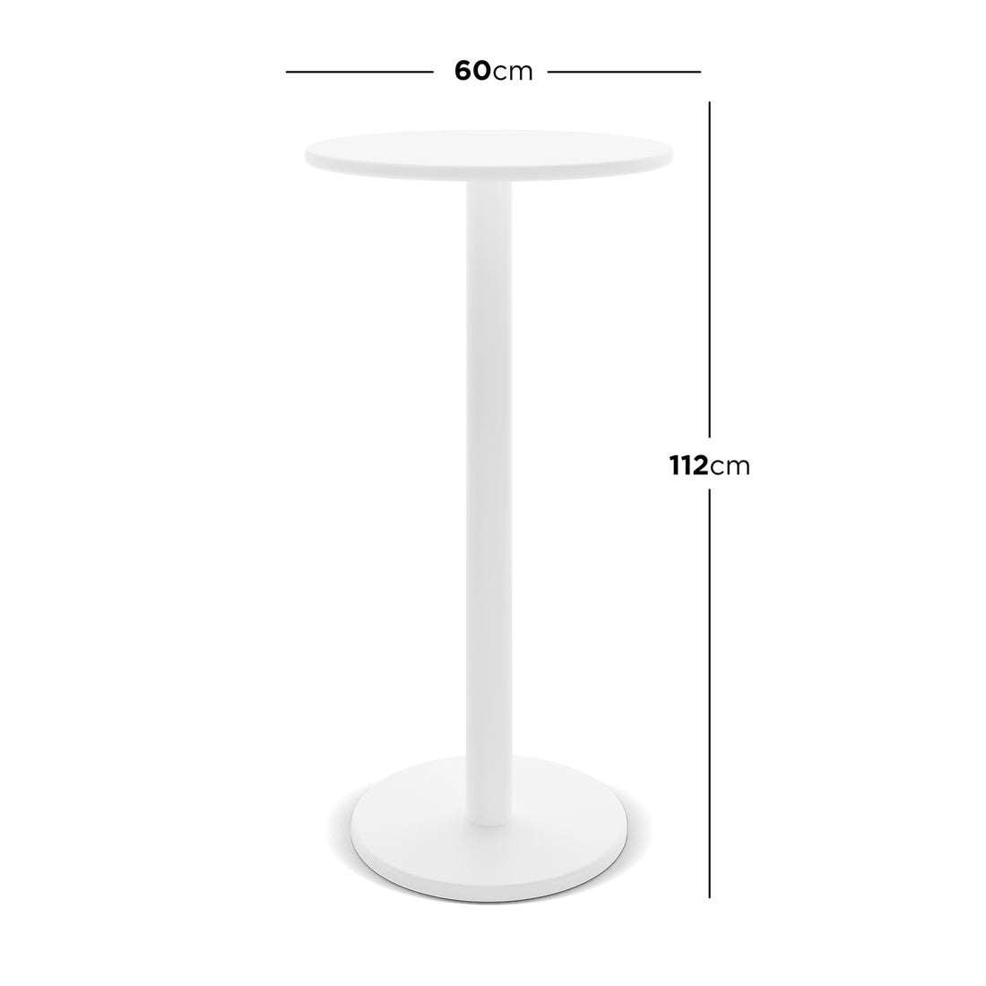 Luzon with Tablas Wicker Outdoor Package showcases a sleek, white cylindrical table with a black top, perfectly paired with elegant stools, enhancing both indoor and outdoor spaces.