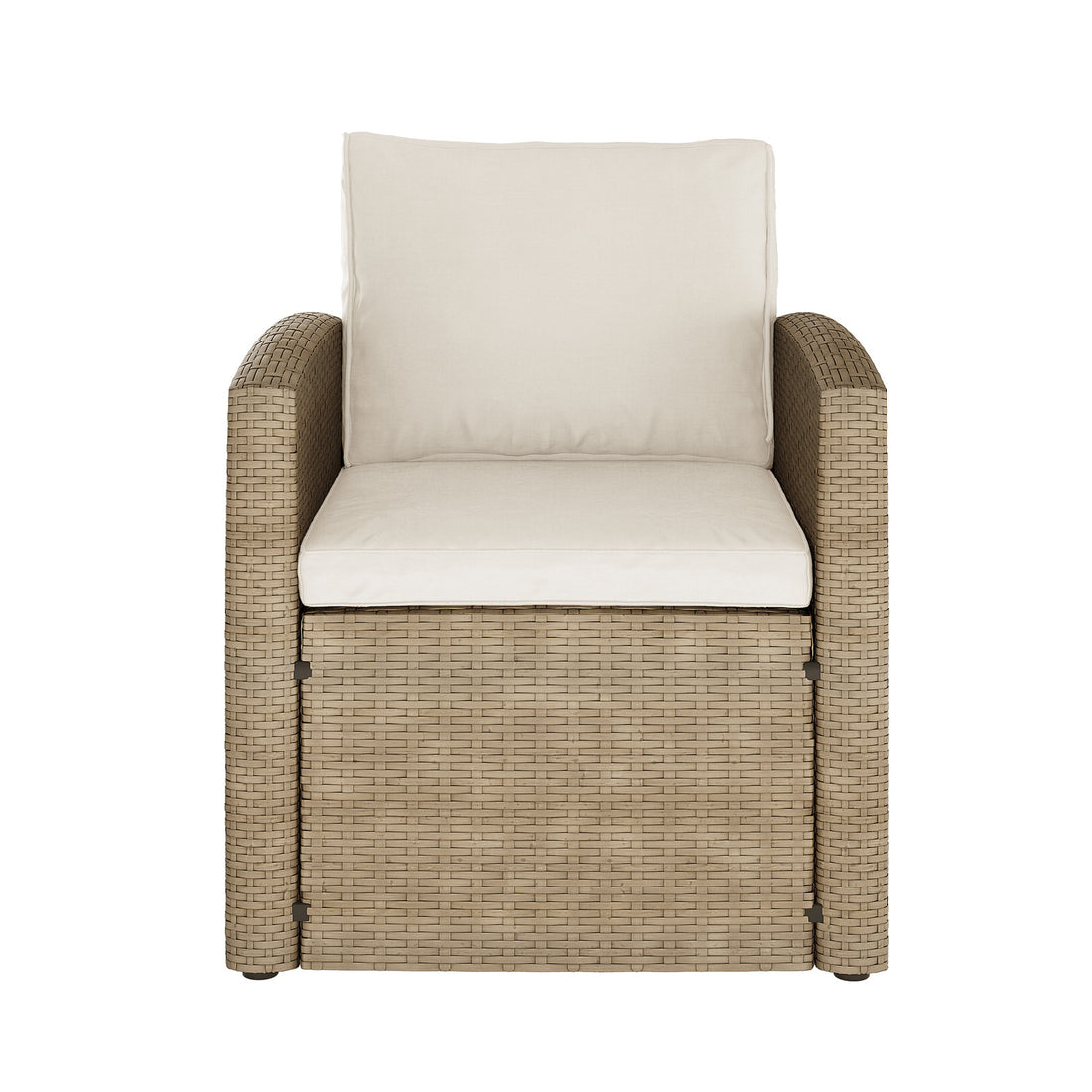 Mapa 7 Seater Wicker Outdoor Sofa Dining Set Natural, featuring a wicker sofa and chairs with cushions, suitable for outdoor dining, emphasizing comfort and style, ideal for backyard gatherings.