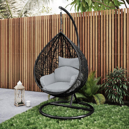Marian Large Outdoor Hanging Egg Chair - Black - Lifestyle