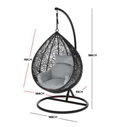 Marian Large Outdoor Hanging Egg Chair - Black