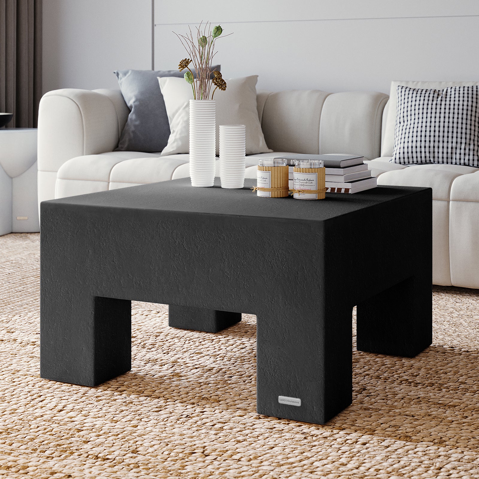 Maxon Square Outdoor Concrete Coffee Table in Black – Luxo