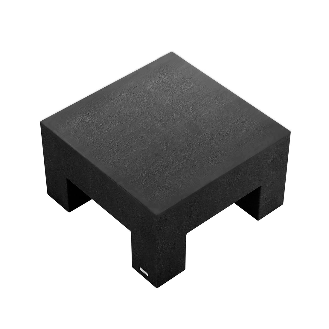 Top-down angled view of Maxon  White Indoor Outdoor Concrete Coffee Table, showcasing its square shape and textured top