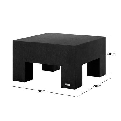 Dimensions of Maxon Black Indoor Outdoor Concrete Coffee Table: 70cm (W) x 70cm (D) x 40cm (H)