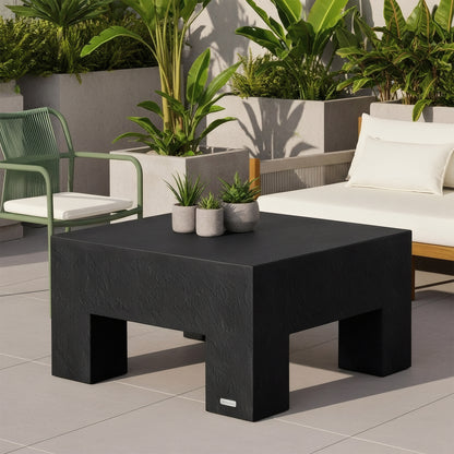 Maxon Square Outdoor Concrete Coffee Table in Black