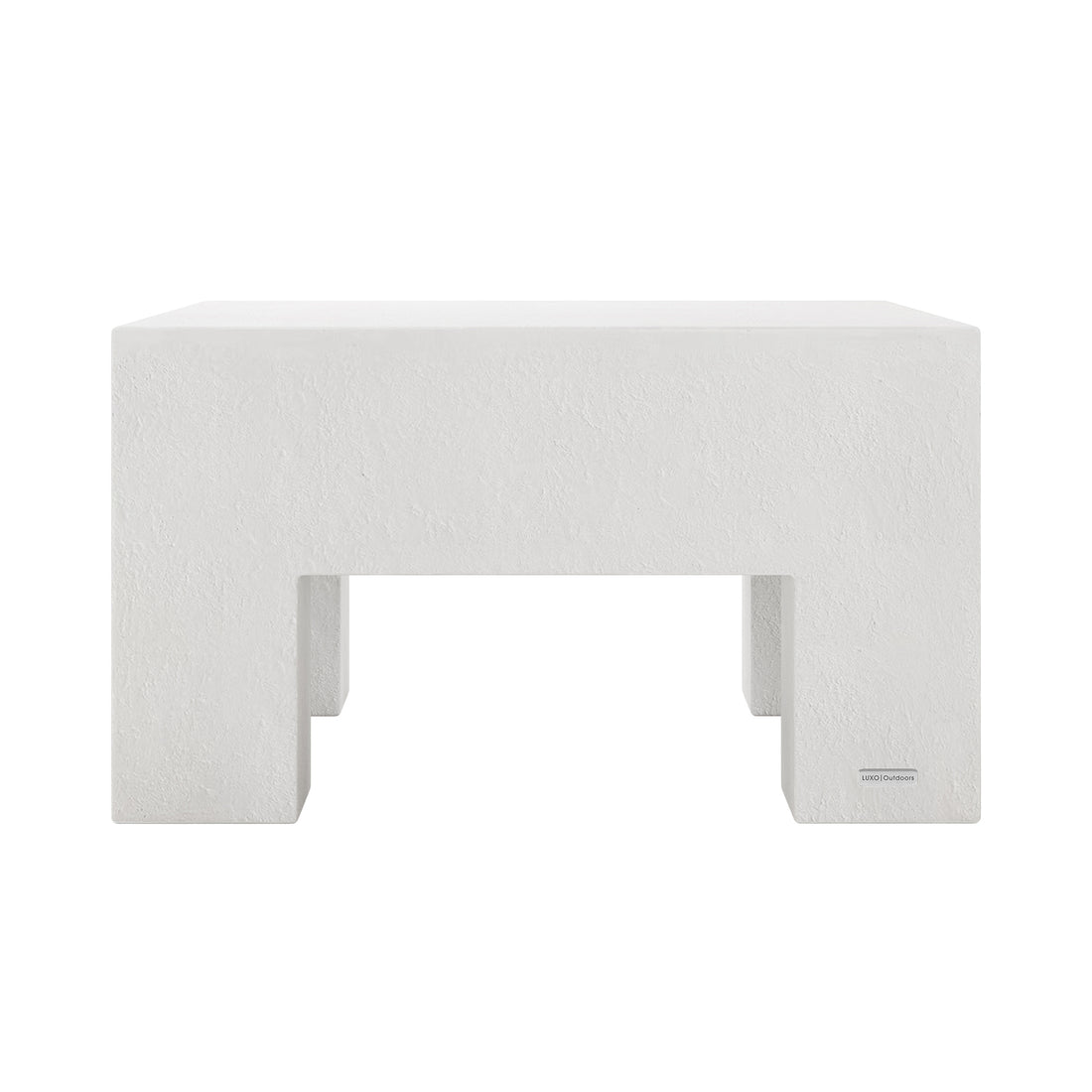 Maxon Indoor Outdoor Concrete Coffee Table, front view, White, minimalist design