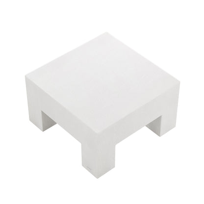 Top-down angled view of Maxon  White Indoor Outdoor Concrete Coffee Table, showcasing its square shape and textured top