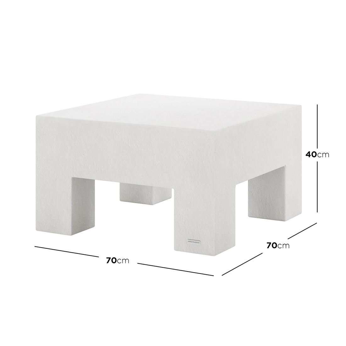 Dimensions of Maxon White Indoor Outdoor Concrete Coffee Table: 70cm (W) x 70cm (D) x 40cm (H)