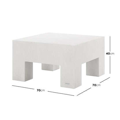 Dimensions of Maxon White Indoor Outdoor Concrete Coffee Table: 70cm (W) x 70cm (D) x 40cm (H)