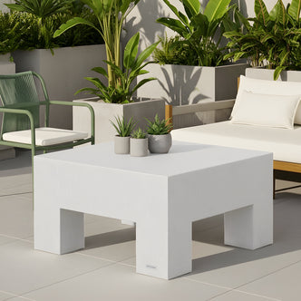 Maxon Square Outdoor Concrete Coffee Table in White