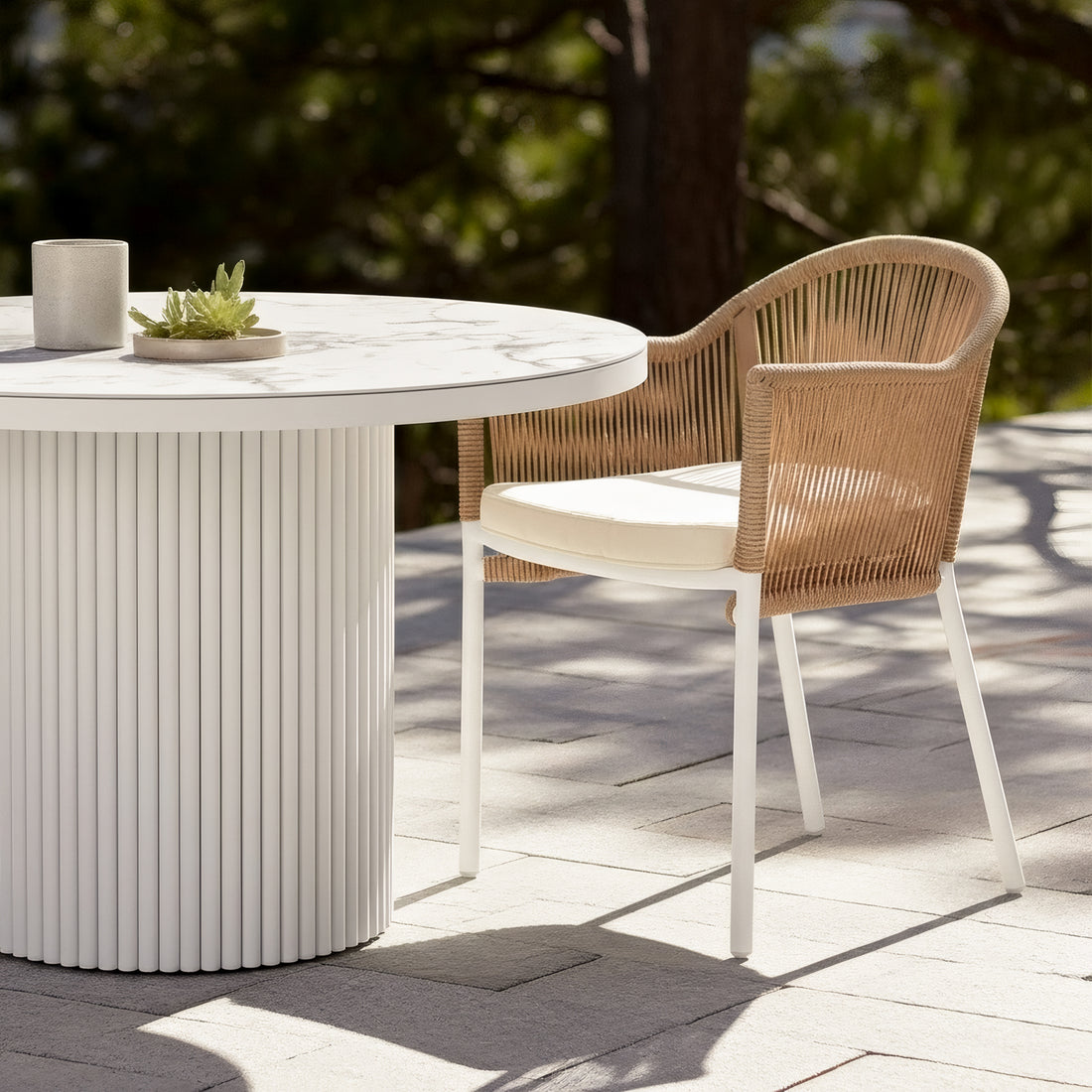 Mindanao PE Wicker Outdoor Dining Chairs Set of 2 in Natural