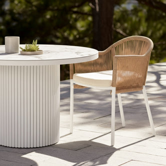 Mindanao PE Wicker Outdoor Dining Chairs Set of 2 in Natural