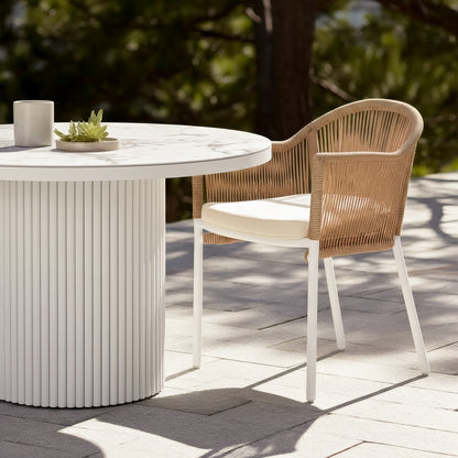 Mindanao PE Wicker Outdoor Dining Chairs Set of 2 in Natural