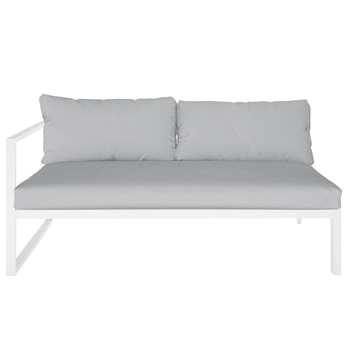 Moana 6-Seater Aluminium Outdoor Corner Sofa Lounge Set Light Grey, features a robust aluminium frame with plush cushions, designed for outdoor comfort and style. Ideal for patios, offering modular seating and a matching coffee table.