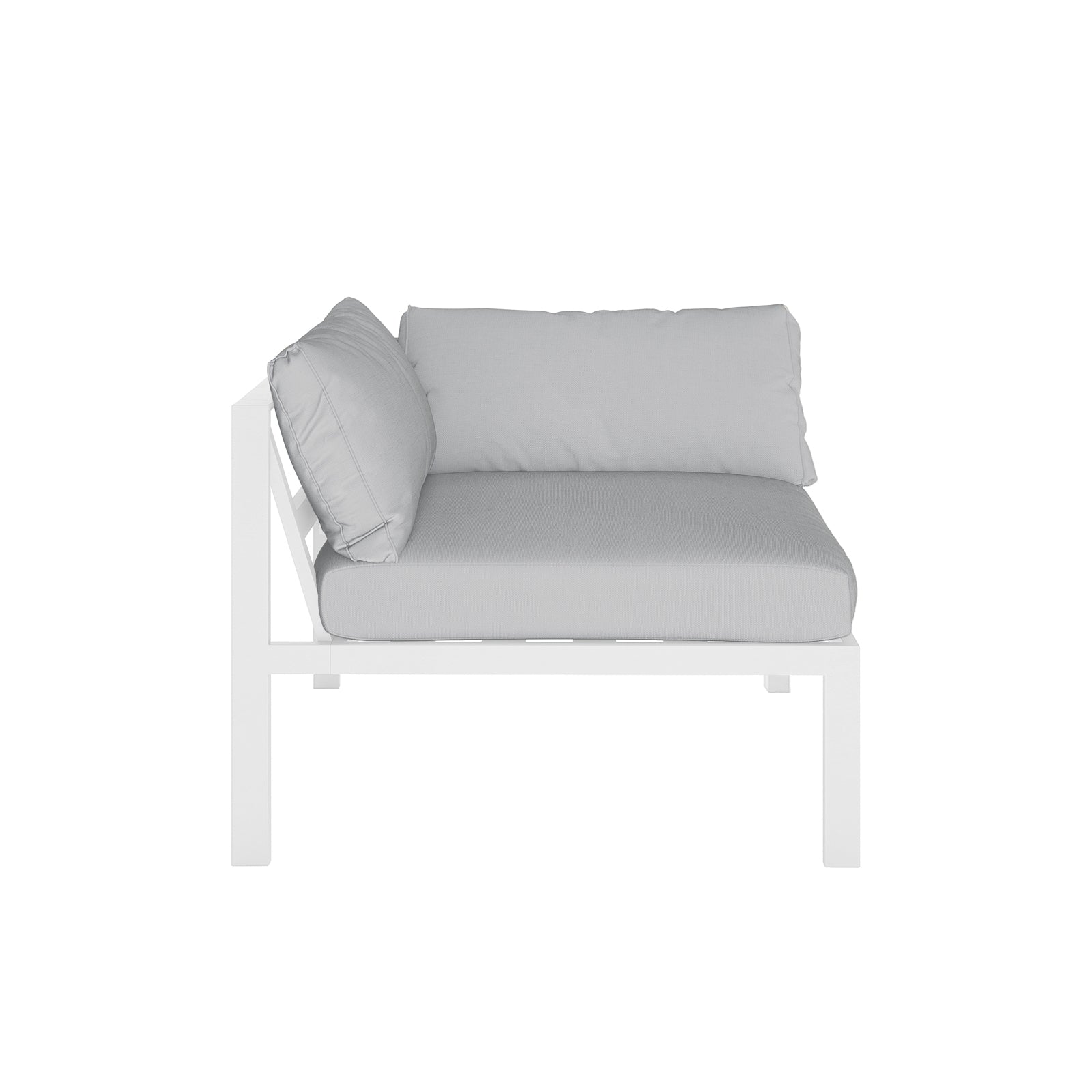 Close-up of the Moana 6-Seater Aluminium Outdoor Corner Sofa Lounge Set, showcasing its modular design with plush cushions on a sturdy frame, perfect for enhancing outdoor relaxation and entertaining.