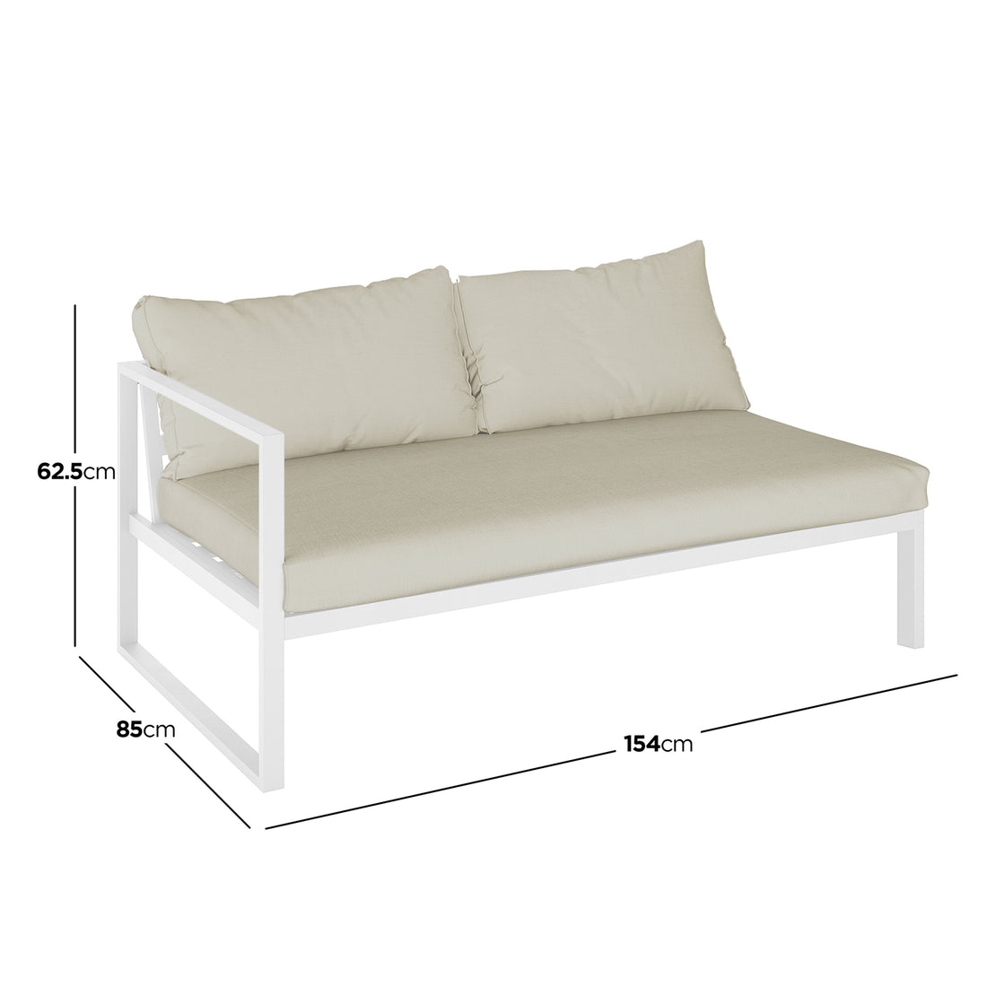 Close-up of Moana 6 Seater Aluminium Outdoor Corner Sofa Lounge Set Sandy Beige, highlighting its plush cushions on a sleek aluminium frame, perfect for enhancing outdoor comfort and style.