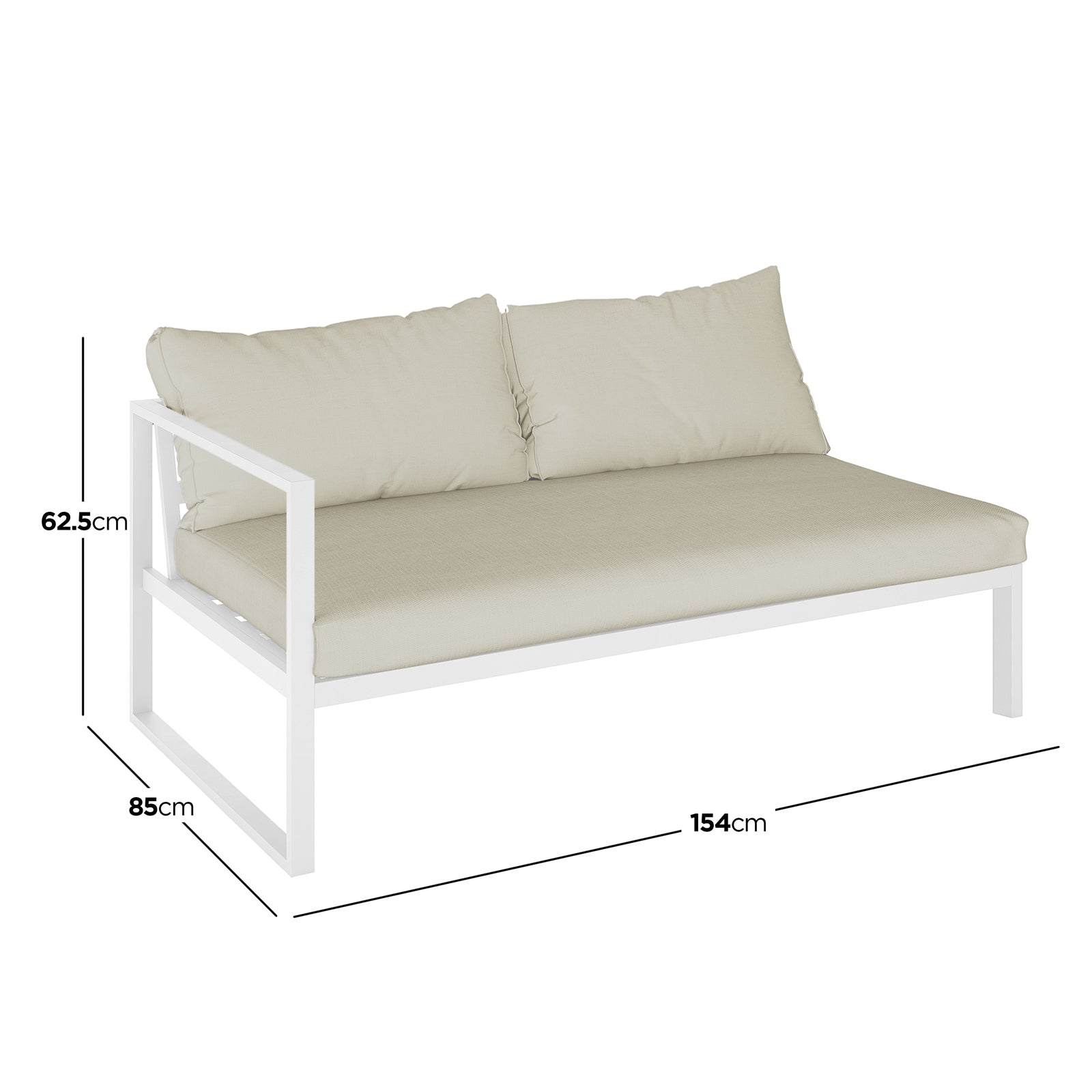 Close-up of Moana 6 Seater Aluminium Outdoor Corner Sofa Lounge Set Sandy Beige, highlighting its plush cushions on a sleek aluminium frame, perfect for enhancing outdoor comfort and style.