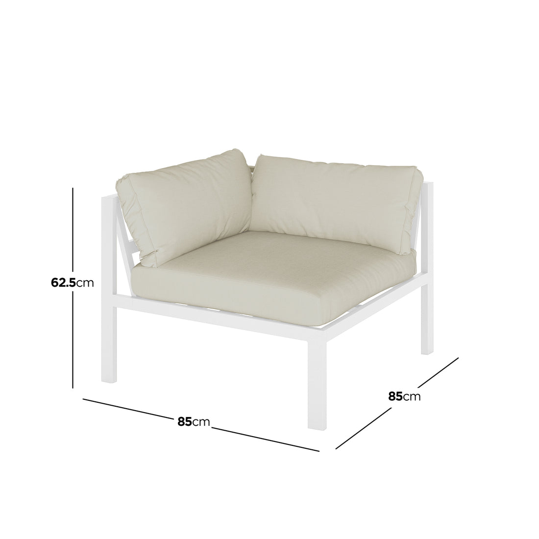 Moana 6 Seater Aluminium Outdoor Corner Sofa Lounge Set featuring a white couch with plush cushions, designed for spacious, comfortable outdoor seating. Ideal for enhancing patio aesthetics and functionality.