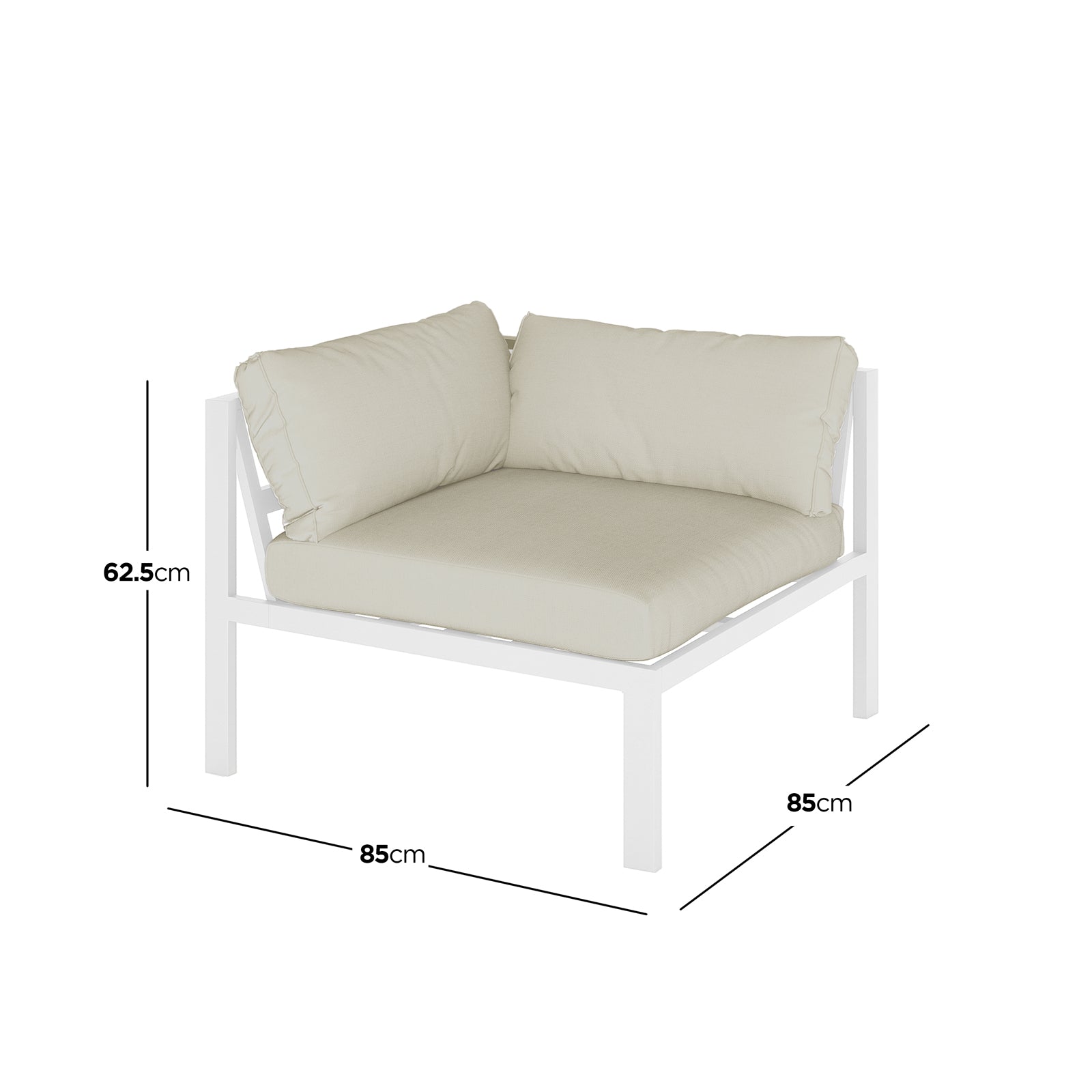 Moana 6 Seater Aluminium Outdoor Corner Sofa Lounge Set featuring a white couch with plush cushions, designed for spacious, comfortable outdoor seating. Ideal for enhancing patio aesthetics and functionality.