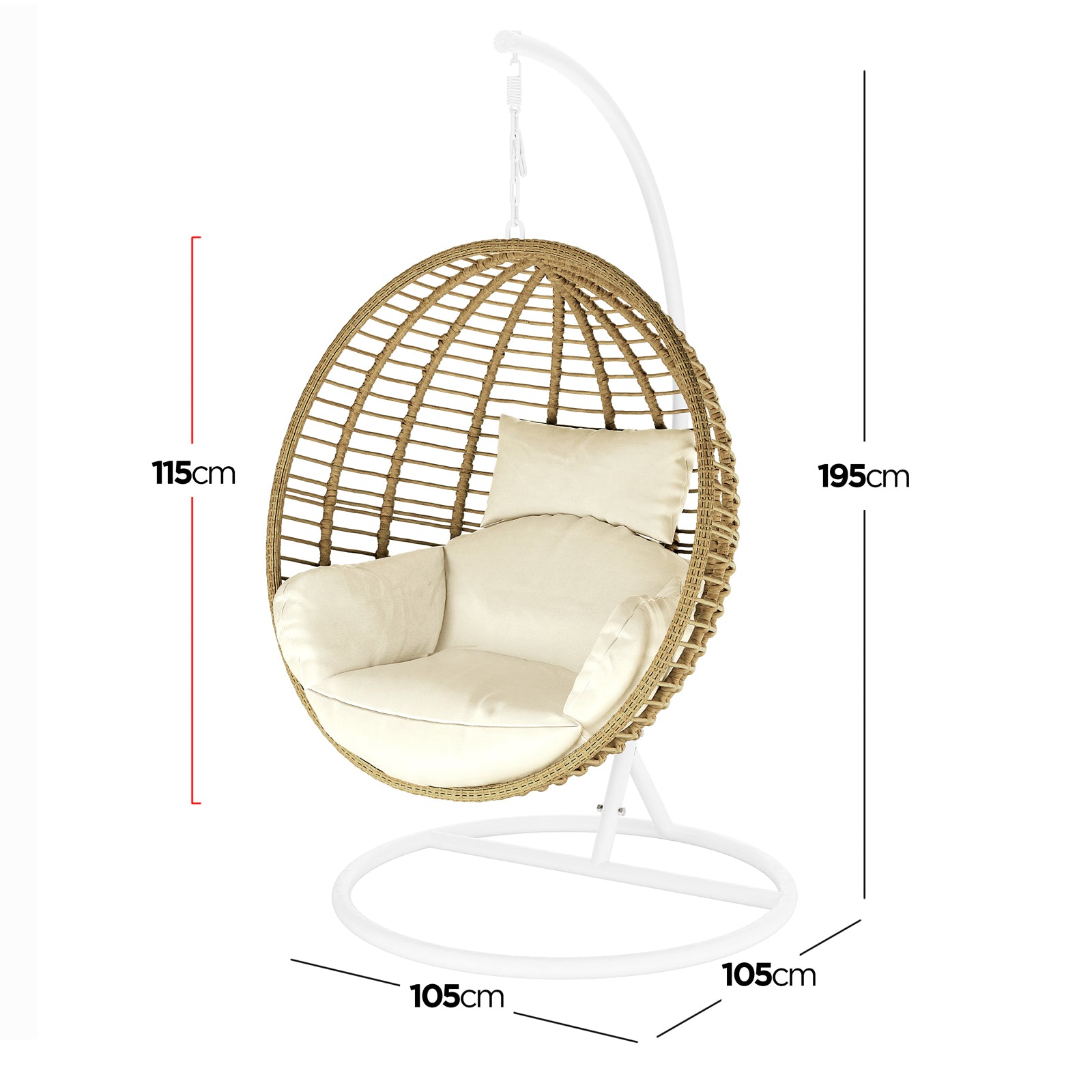 Napili Outdoor Rattan Egg Chair with Cushion in Cream White – Luxo