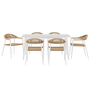 Nemma 6 Seater Aluminium Outdoor Dining Set in Natural