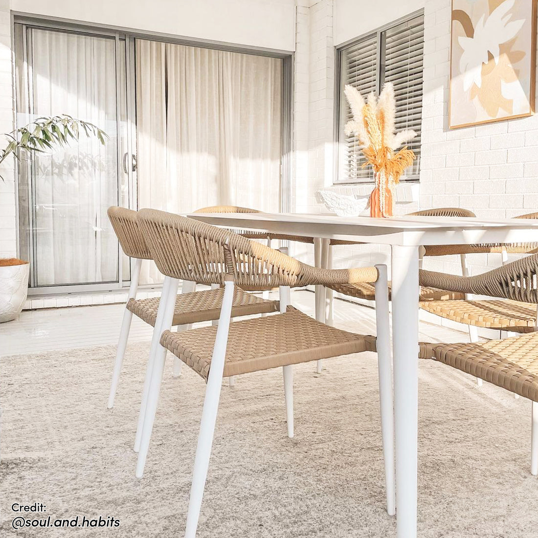 Nemma 6-Seater Aluminium Outdoor Dining Set in a room, featuring a sleek aluminium table and six chairs, perfect for outdoor spaces like patios or gardens. Ideal for stylish, durable outdoor dining.