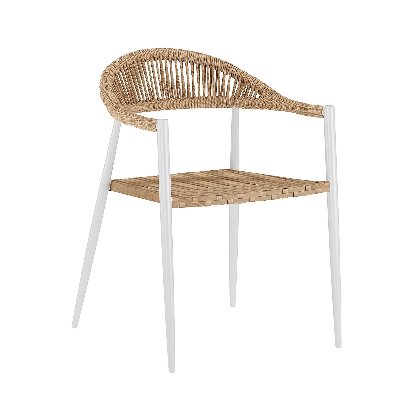 Nemma 6 Seater Aluminium Outdoor Dining Set Natural features sleek, modern chairs and a spacious table, perfect for stylish outdoor gatherings on patios or lawns. Durable design accommodates six people comfortably.