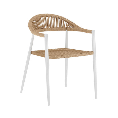 Nemma 6 Seater Aluminium Outdoor Dining Set Natural features sleek, modern chairs and a spacious table, perfect for stylish outdoor gatherings on patios or lawns. Durable design accommodates six people comfortably.