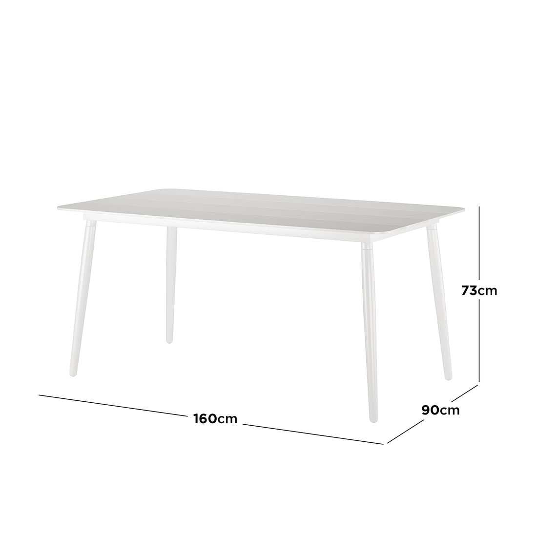 Nemma 6-Seater Aluminium Outdoor Dining Set features a sleek white table with sturdy legs, designed for outdoor use, comfortably seating six, ideal for patios or gardens.