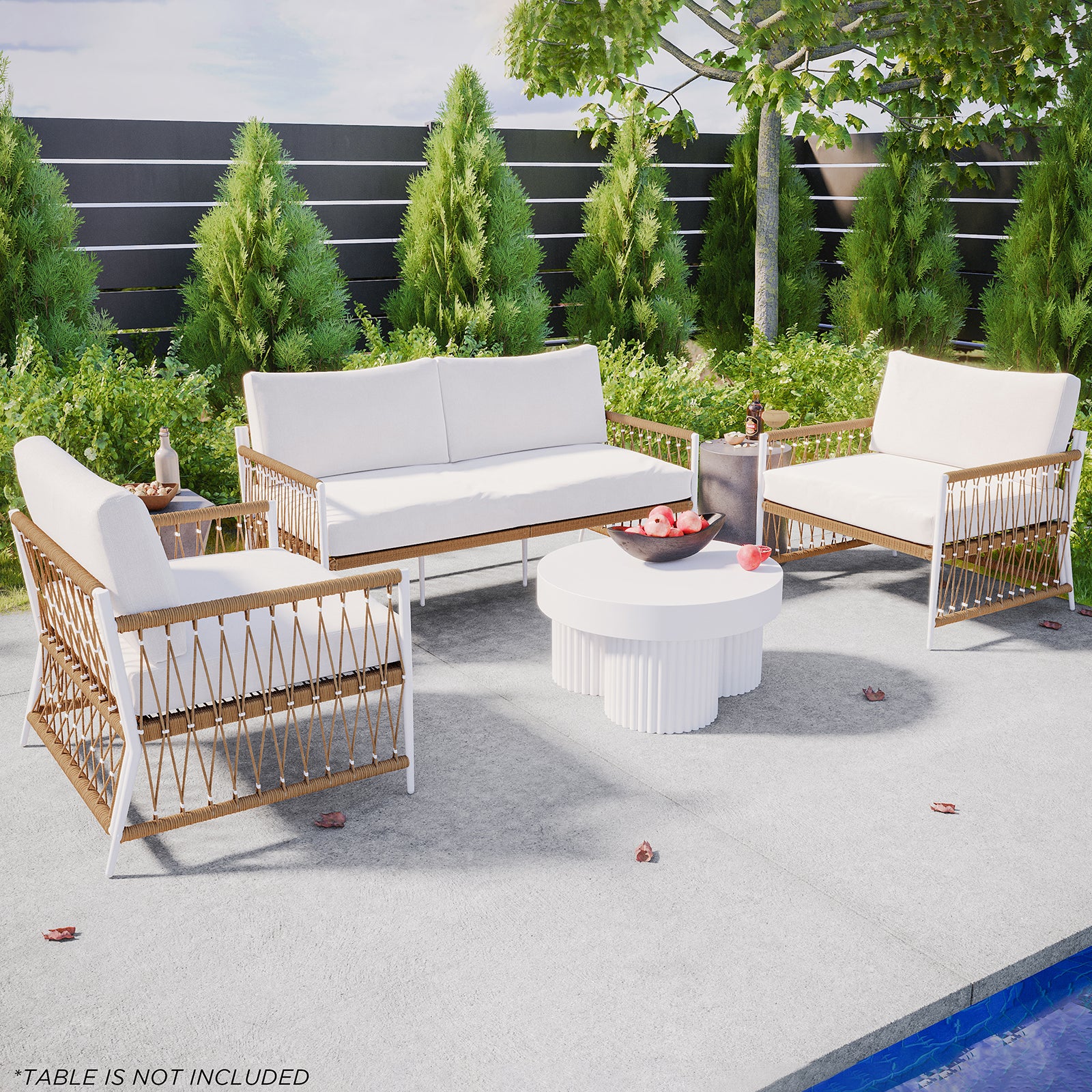 Nuevo Seater Wicker Outdoor Lounge Set in Light Beige – Luxo Living