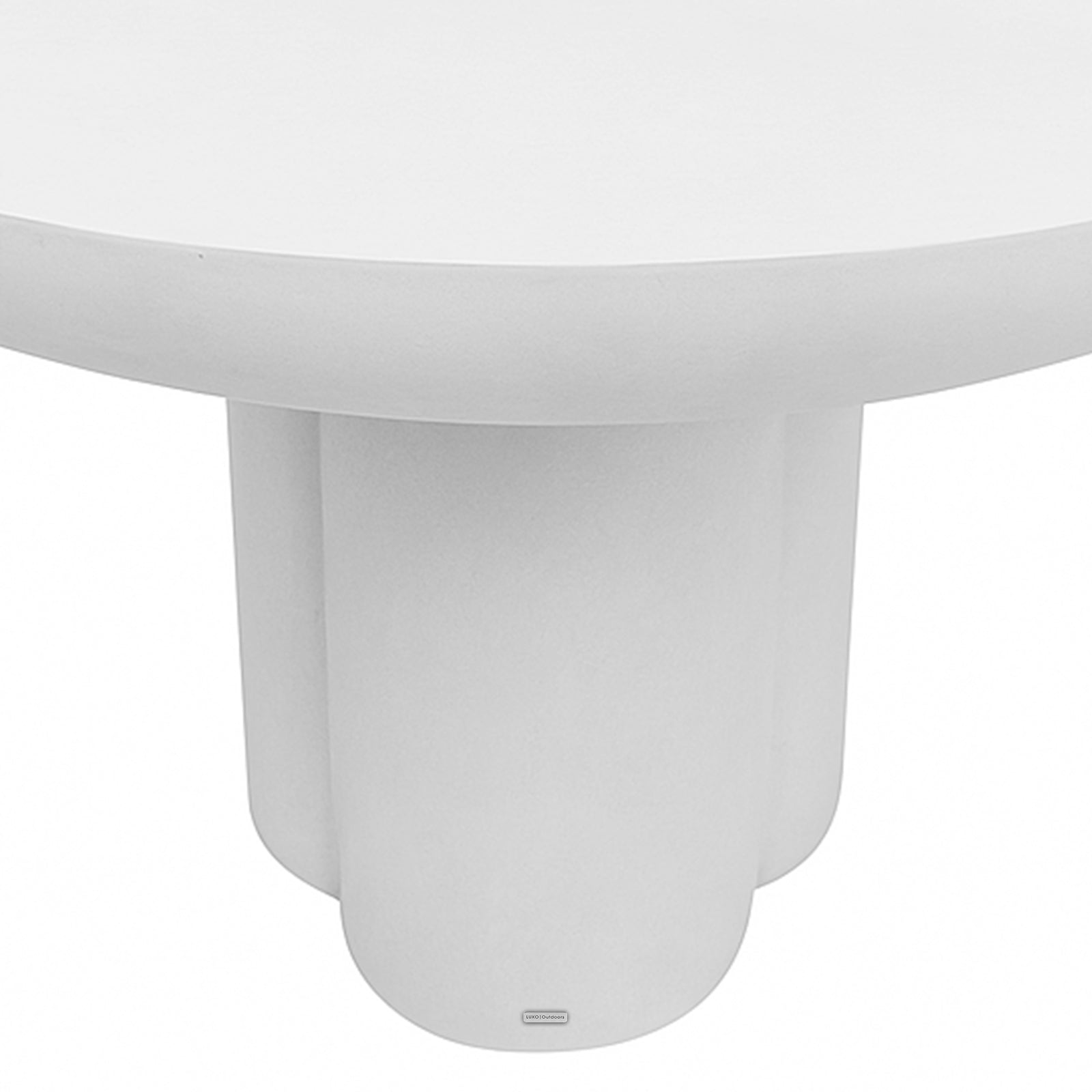 White plastic stopper with a flat flange top, designed for sealing plumbing openings, complements the Oberon 120cm Round Outdoor Concrete Dining Table White, offering functional and aesthetic utility for outdoor dining setups.