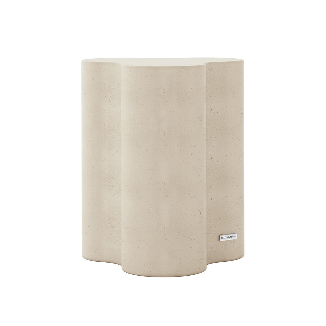 Odalys Indoor Outdoor Concrete Side Table, front view, Antique White, contemporary design